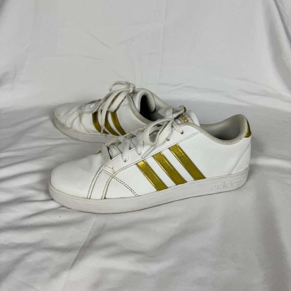 Adidas Neo White Metallic Gold Low Top Sneakers Women's 6.5